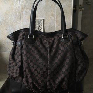 Gucci Brown Canvas Monogram Tote Bag